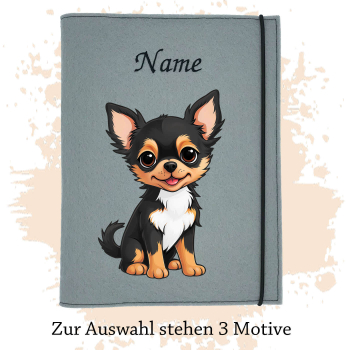 Dokumentenhülle für die Hunderasse Chihuahua Langhaar black tri